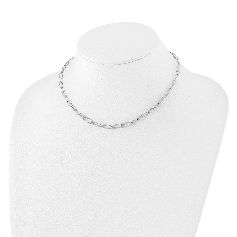 Sterling Silver RH-plated Diamond-cut with 2in. ext Link Necklace