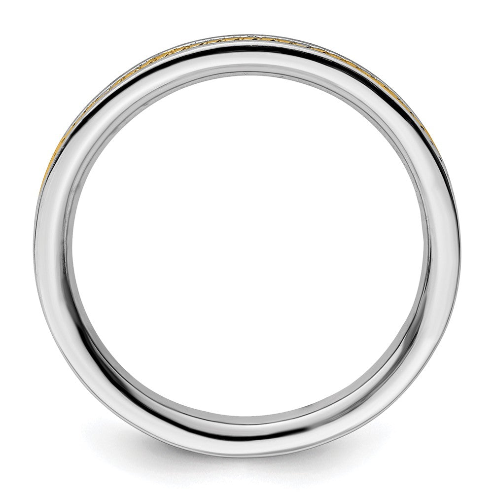 Sterling Silver Stackable Expressions Gold-plated Channeled Ring Size -7