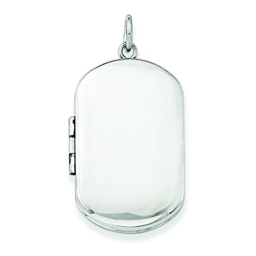 Sterling Silver Rhodium-plated Polished Rectangular Locket