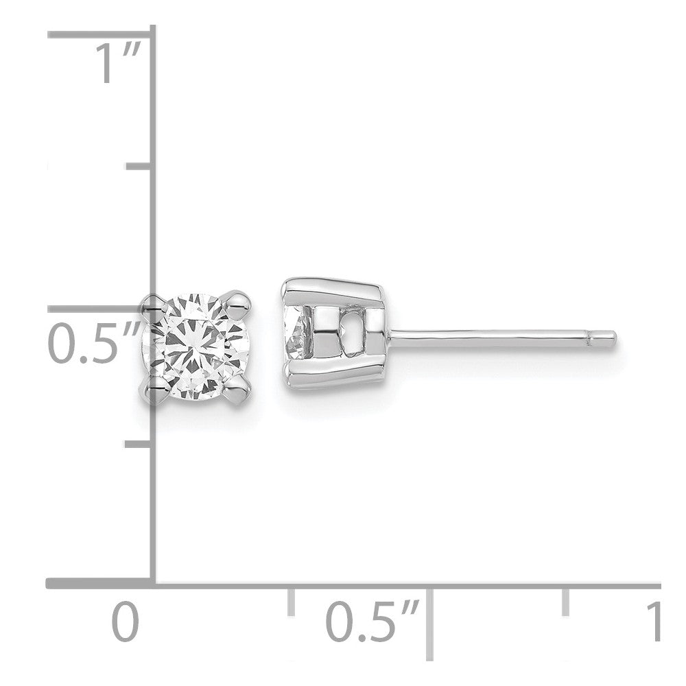 Sterling Silver Rhodium-plated Diamonore 5mm Stud Earrings