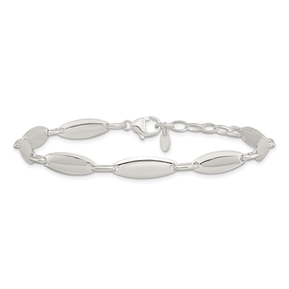 Sterling Silver Polished Link w/ 1 in ext. Bracelet 8 inches