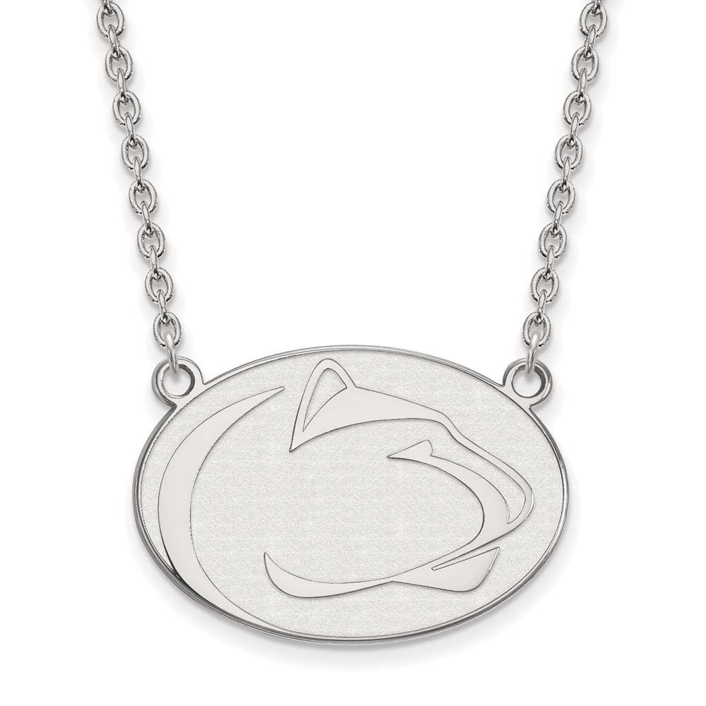 Sterling Silver Rhodium-plated LogoArt Penn State University Lion Large Pendant 18 inch Necklace QSS020PSU-18
