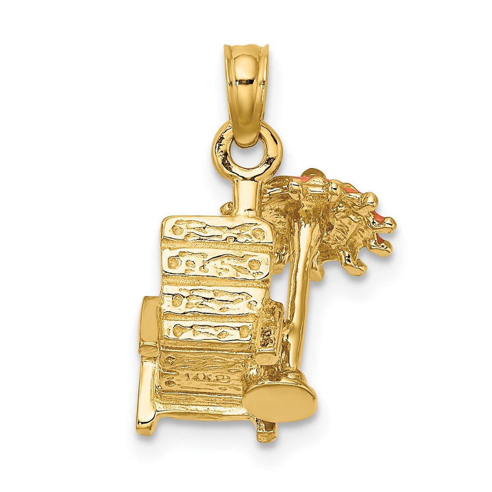 14K 3-D Beach Chair w/Orange Enameled Umbrella Charm