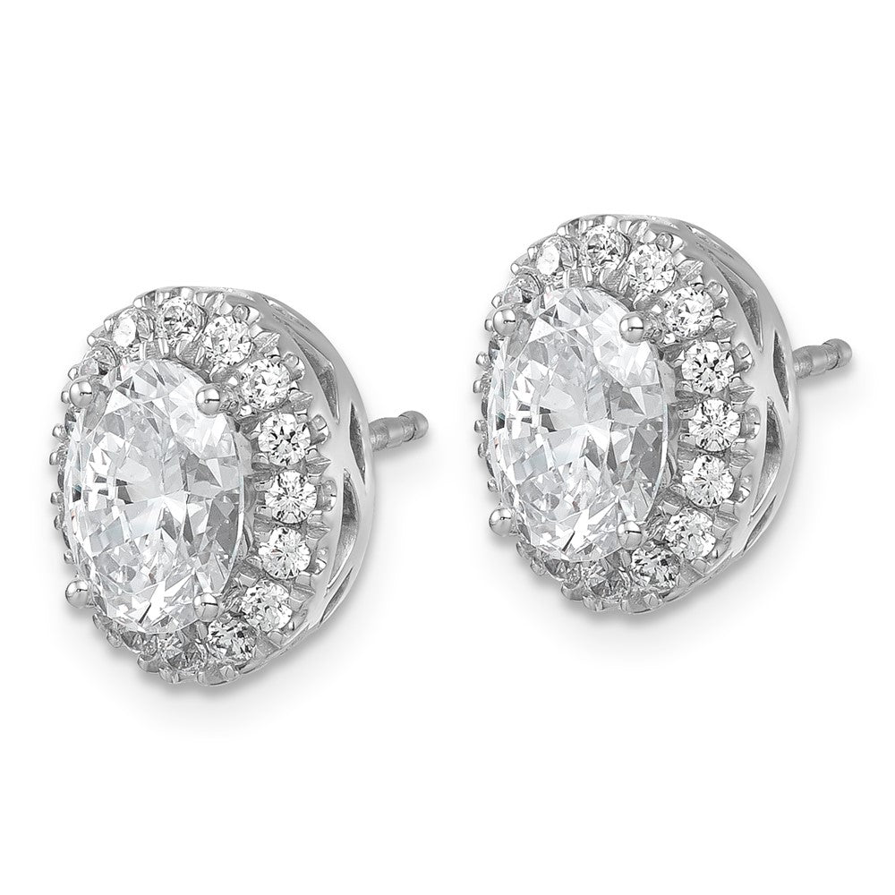 14K White Gold 2 1/2 Carat Certified Lab Grown Diamond VS/SI+ G+ Oval Complete Halo Post Earrings