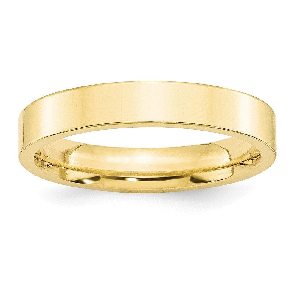 10k Yellow Gold 4mm Standard Weight Flat Comfort Fit Wedding Band Size 8.5