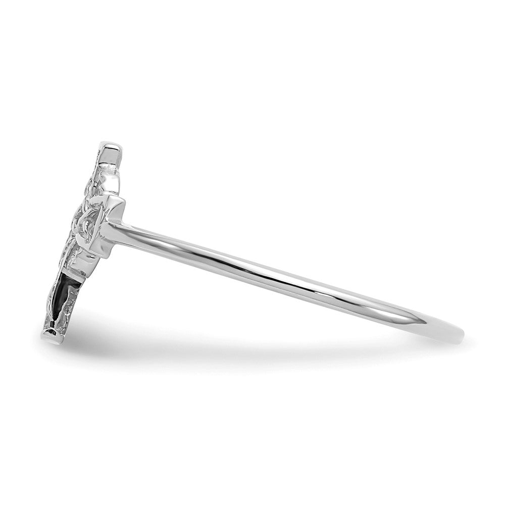 14k White Gold Polished Celtic Cross Ring Size 7