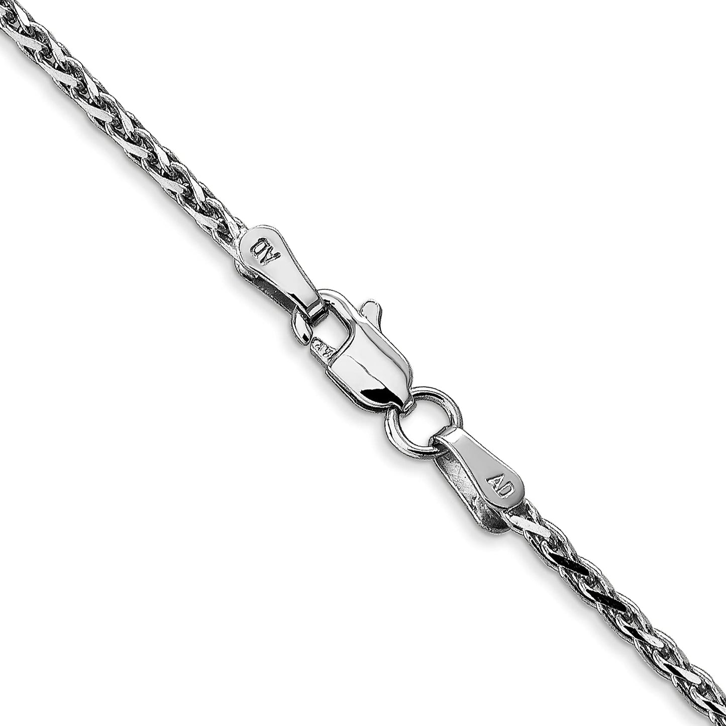 14K White Gold 9 inch 1.9mm Diamond-cut Parisian Wheat with Lobster Clasp Anklet