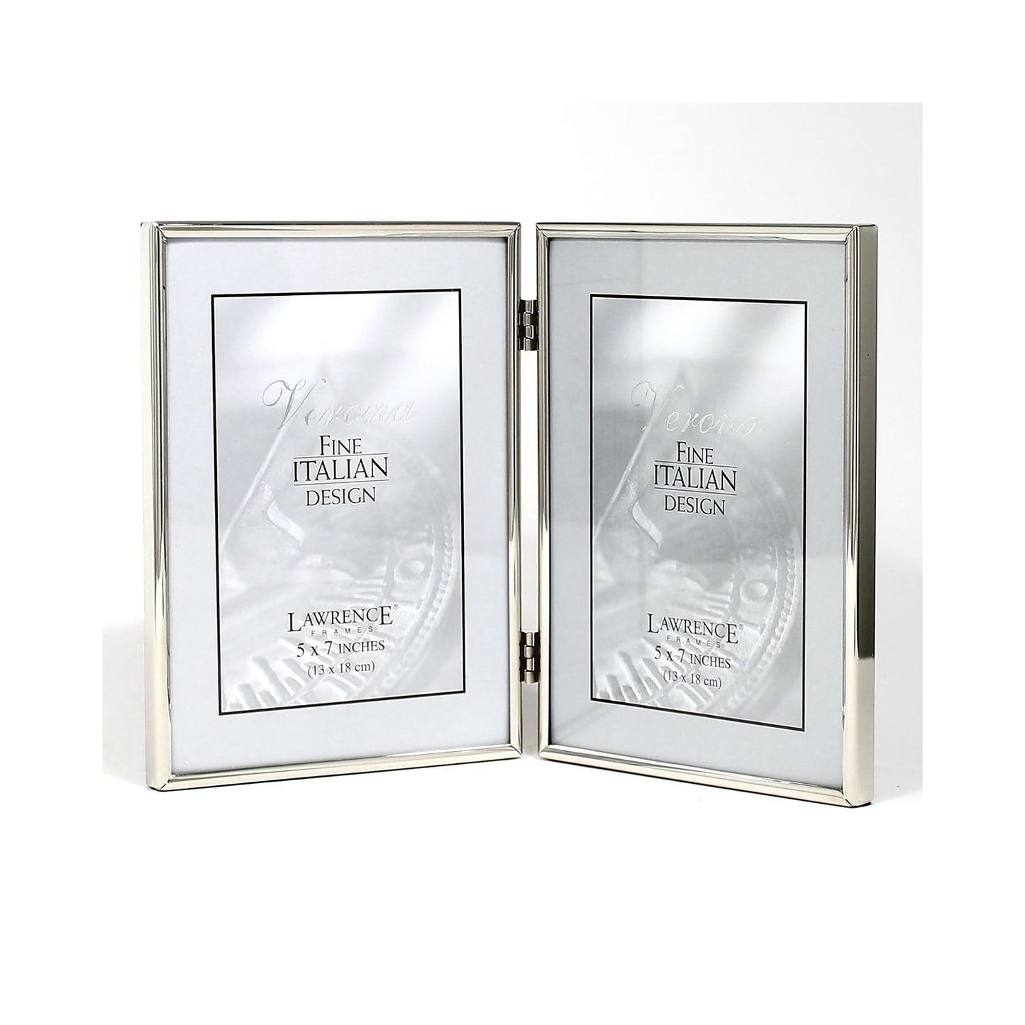 5x7 Hinged Double Simply Silver Metal Picture Frame