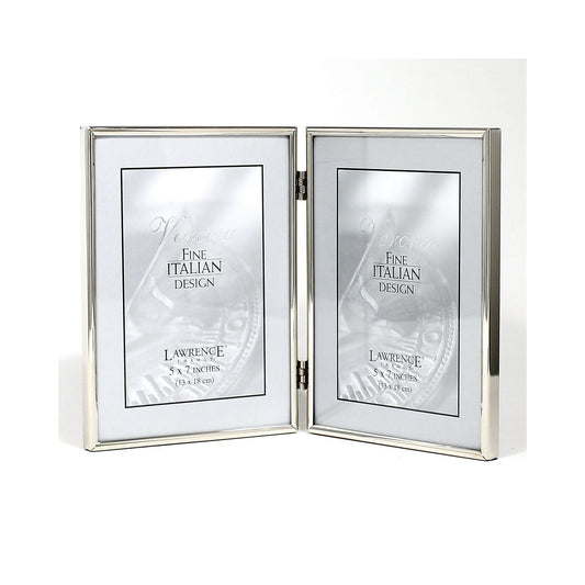 5x7 Hinged Double Simply Silver Metal Picture Frame
