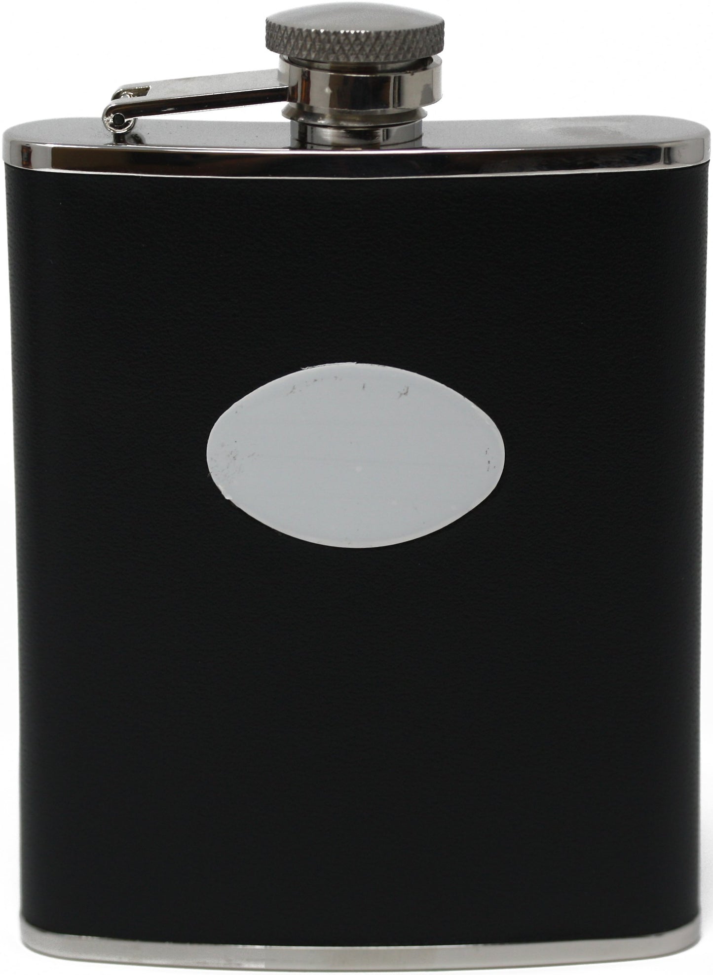 Black Leather 6oz Stainless Steel Flask w/Funnel GM3811