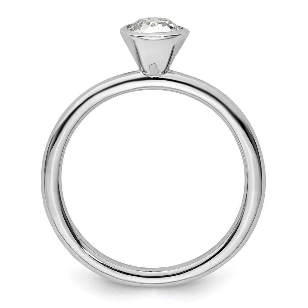 Sterling Silver Stackable Expressions High 5mm April Crystal Ring Size -6