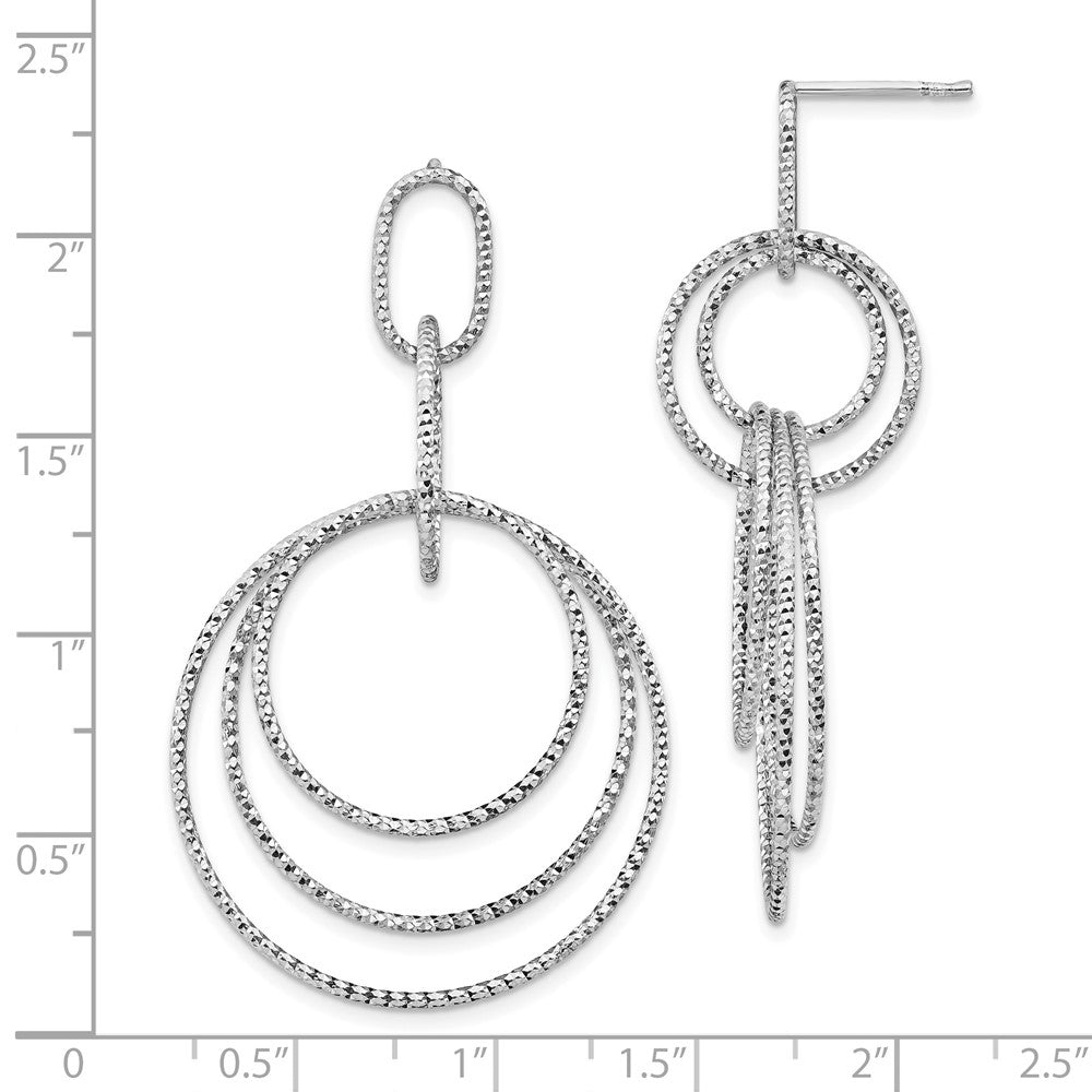 Sterling Silver Rh-plated D/C Post Dangle Earrings