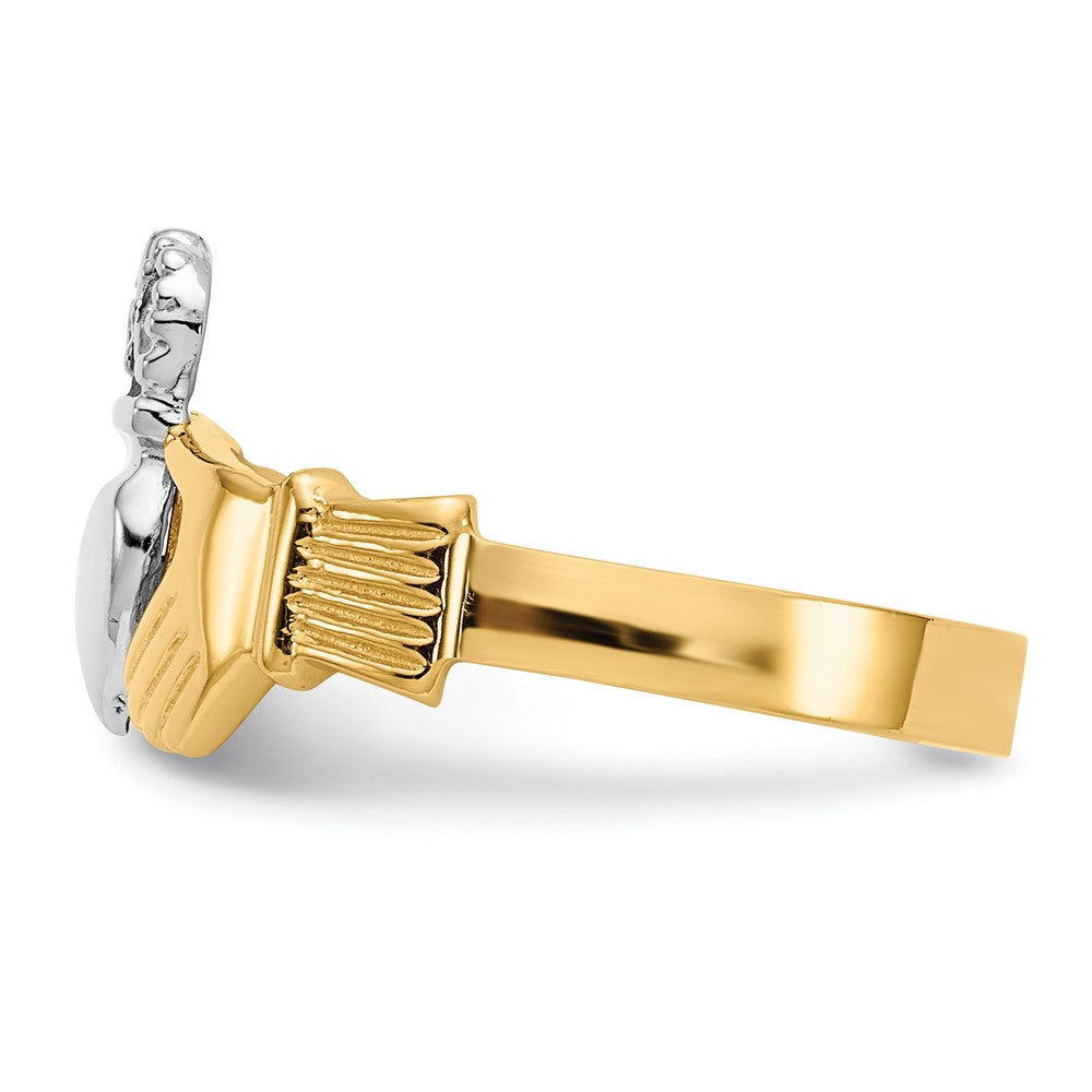 14k Two-tone Polished Claddagh Ring Size 6