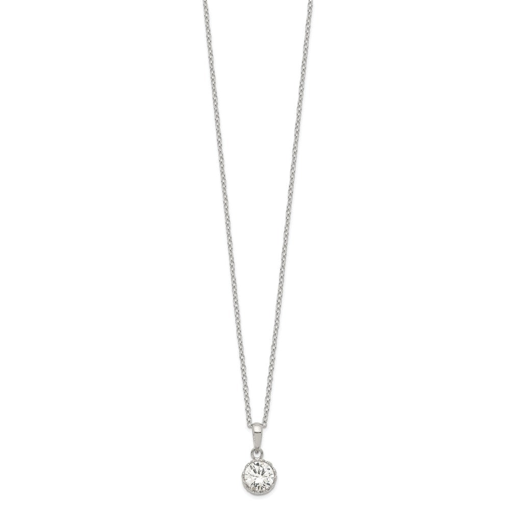 Sterling Silver Rhodium-plated Polished CZ Necklace 18 Inches