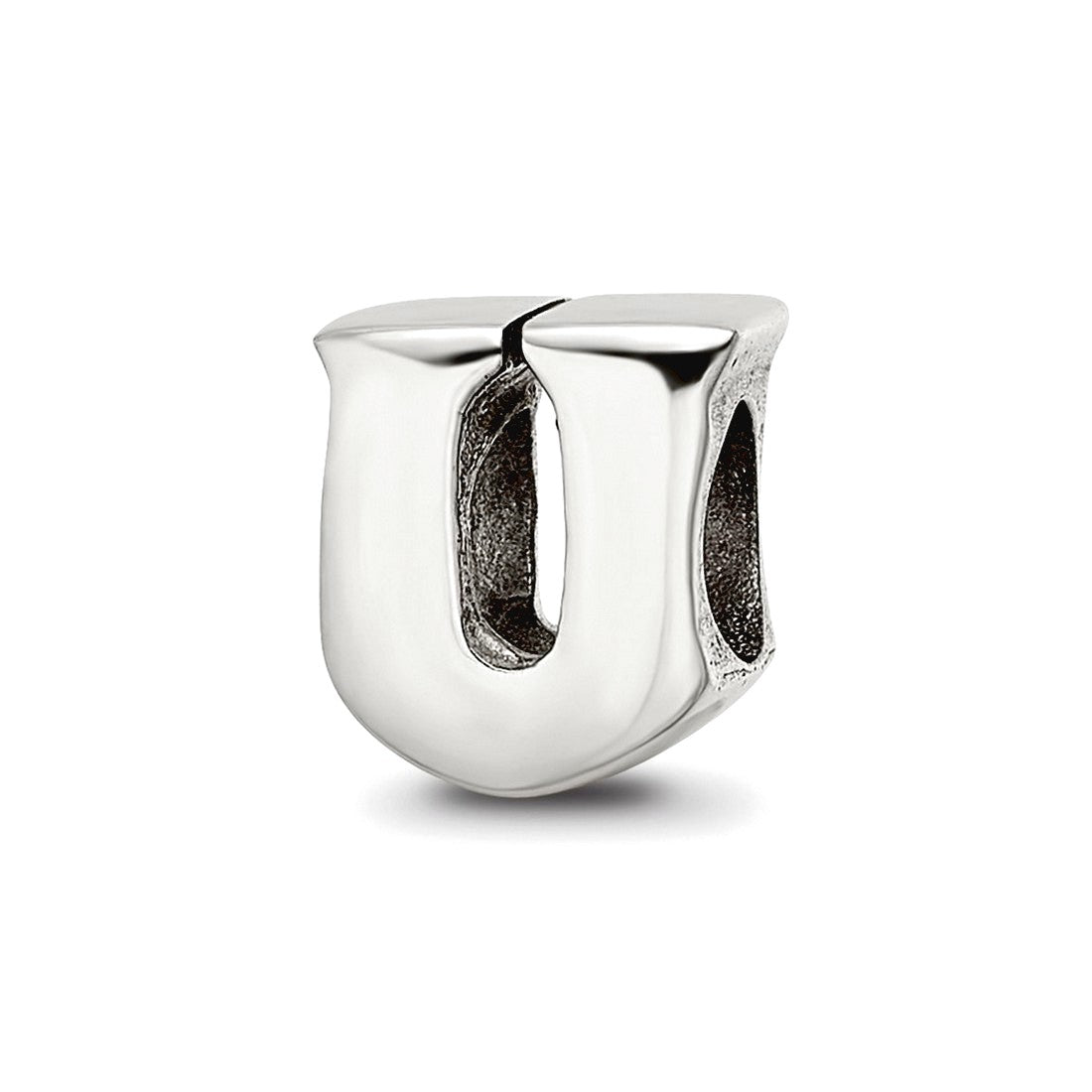 925 Sterling Silver Polished Reflections SimStars Letter Name Personalized Monogram Initial U Bead Charm 7.27x8.18mm Wid