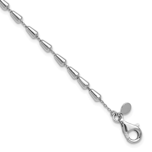 Sterling Silver RH-plated Polished 7in w/ 1in ext. Bracelet 7  inches