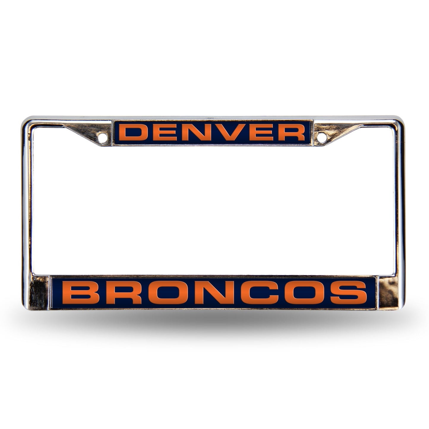 Denver Broncos Laser Chrome License Plate Frame Free Screw Caps Included
