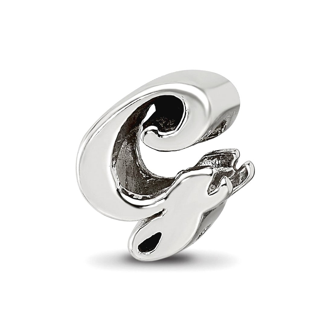 925 Sterling Silver Polished Reflections Letter Name Personalized Monogram Initial G Script Bead Charm 8.18x8.18mm Wide