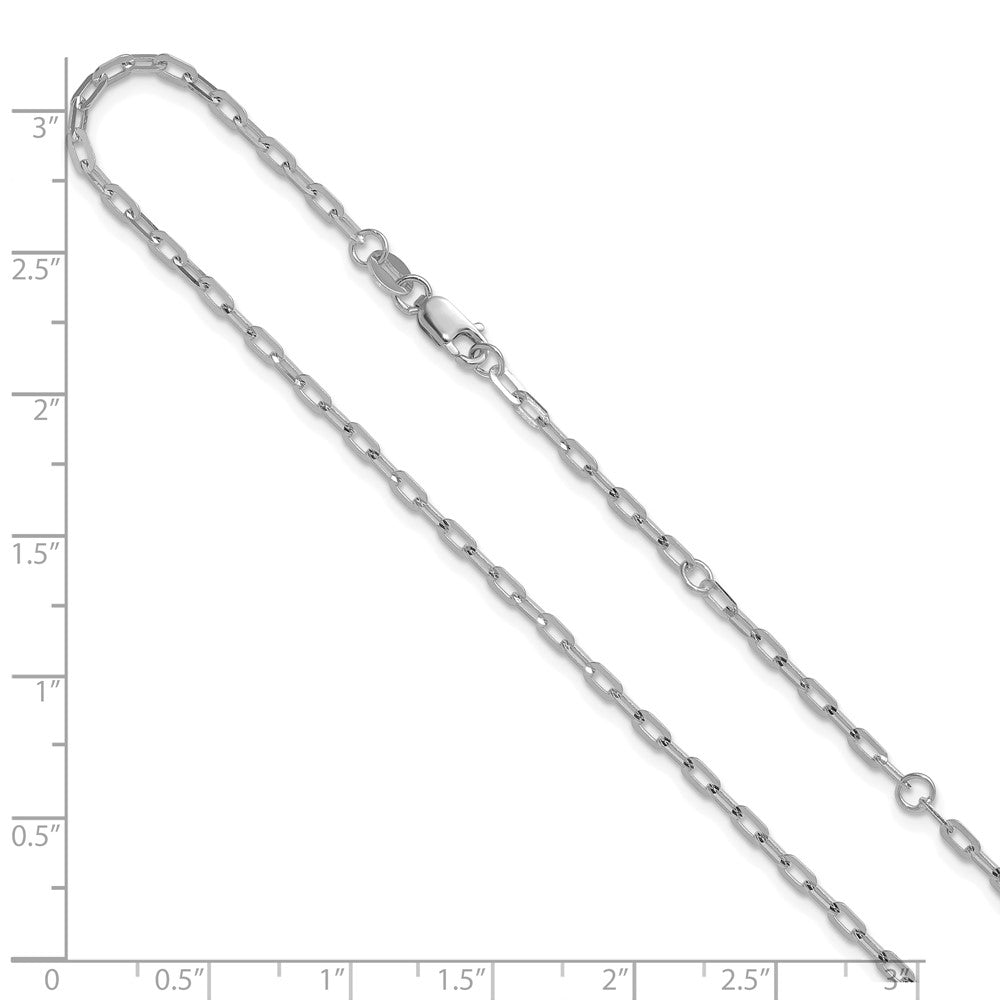 14K White Gold 2.0mm Flat Cable 1in+1in Adjustable Chain