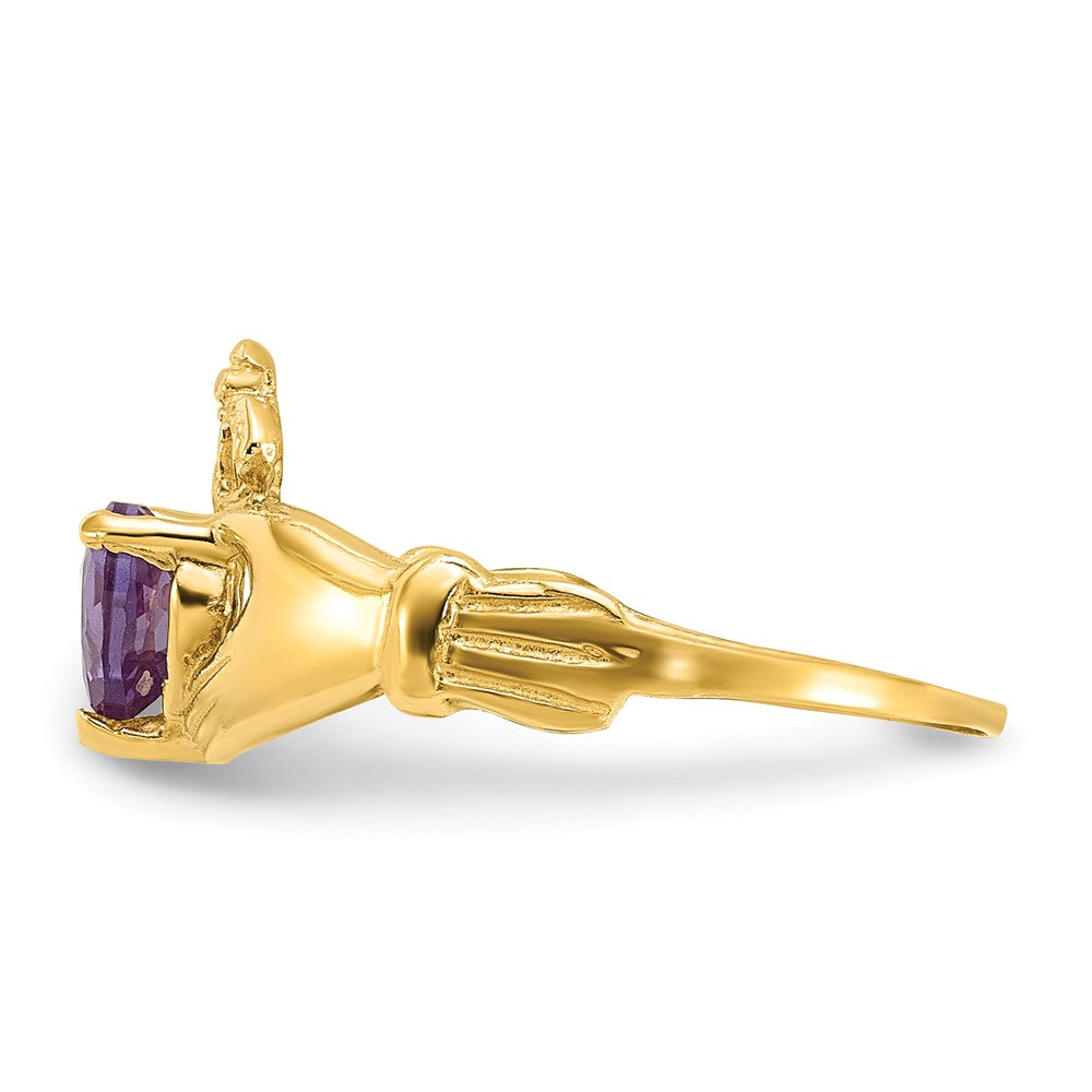 14k CZ June Birthstone Claddagh Heart Ring