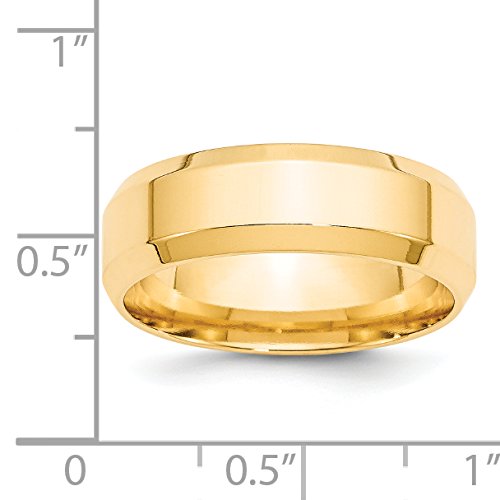 14k Yellow Gold 7mm Beveled Edge Comfort Fit Wedding Band Size 11