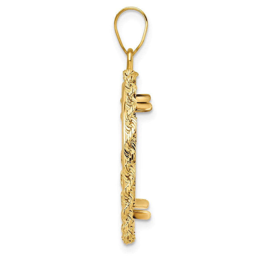 Wideband Distinguished Coin Jewelry 14k Polished Rope 21.6mm Prong Coin Bezel Pendant