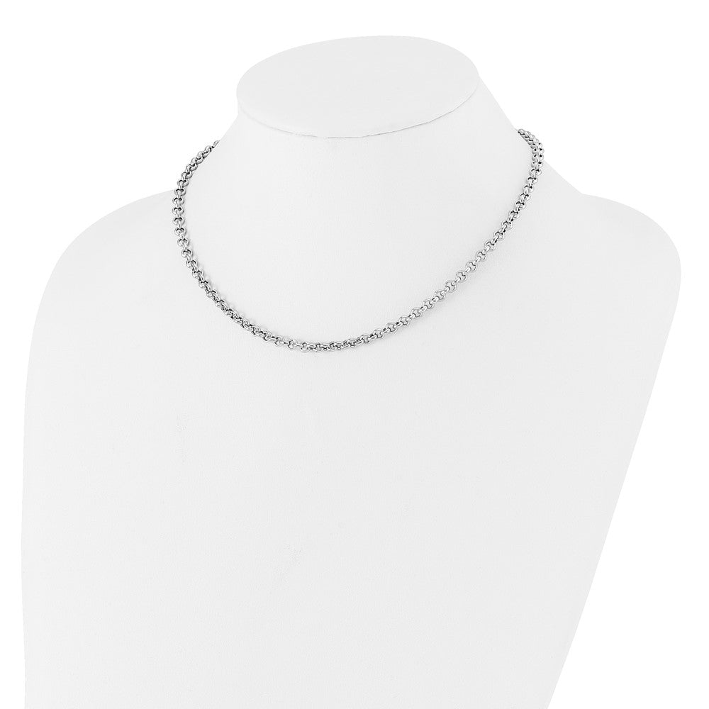 Sterling Silver RH-plated Fancy Link Necklace