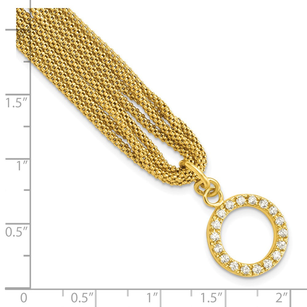 Sterling Silver Gold-tone Multi-strand CZ Toggle Bracelet