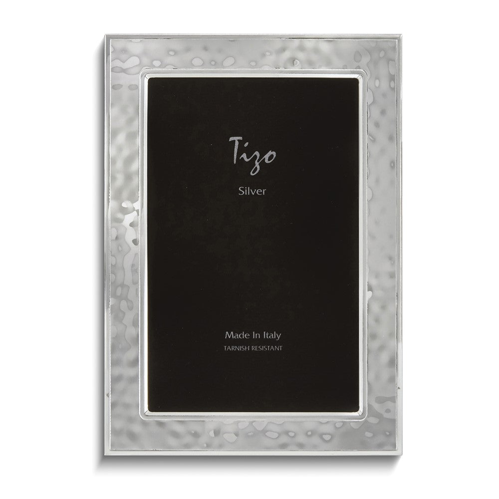 Silver-plated Hammered Double Border 8x10 Frame