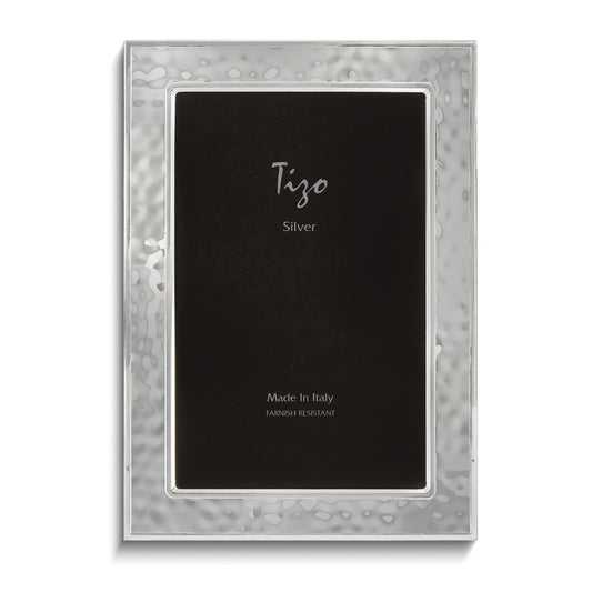 Silver-plated Hammered Double Border 8x10 Frame