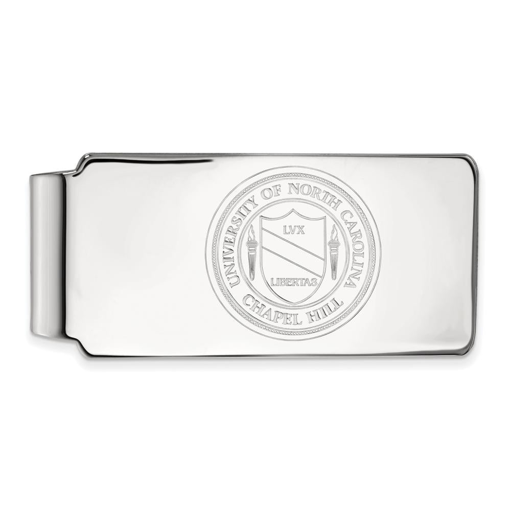 Sterling Silver Rhodium-plated LogoArt University of North Carolina Crest Money Clip Q-SS061UNC