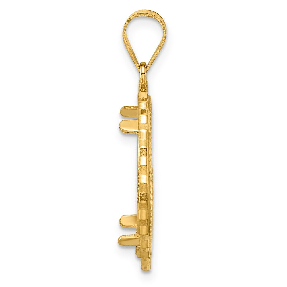 14k Diamond Cut Poly Edge with 18.0mm Prong Coin Bezel Pendant
