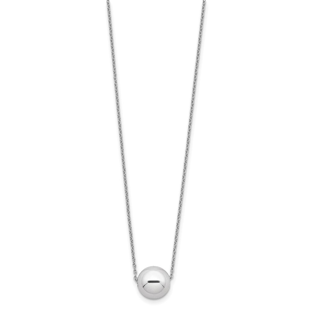 Sterling Silver Rhodium-plated Polished Bead Necklace 18 Inches