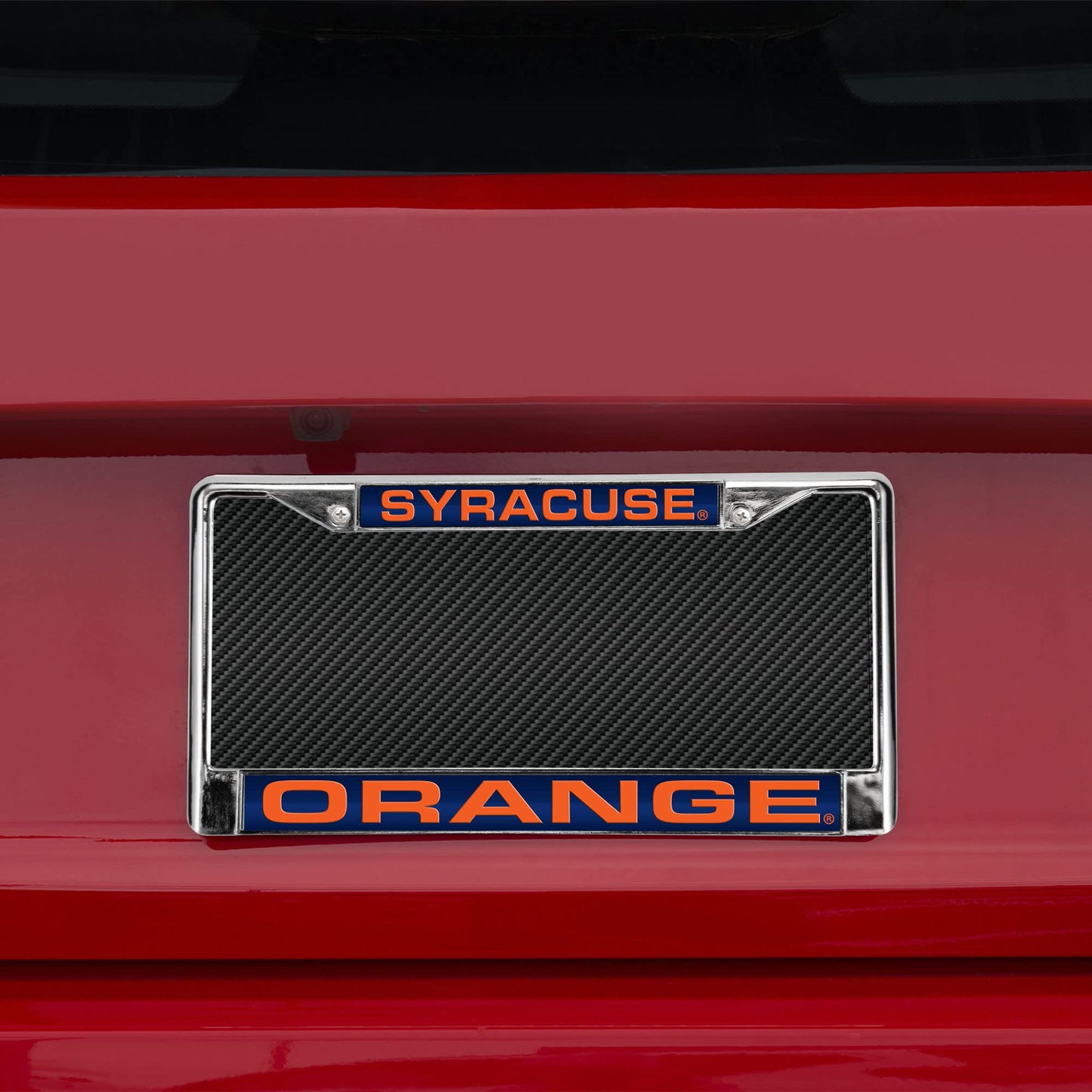 Syracuse-Orange Chrome Metal Laser Cut License Plate Frame