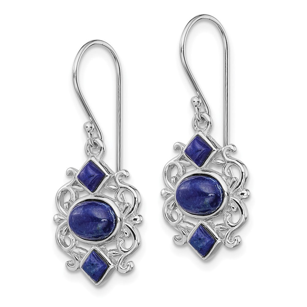 Sterling Silver Rhodium-plated D/C Fancy Circles Dangle Earrings