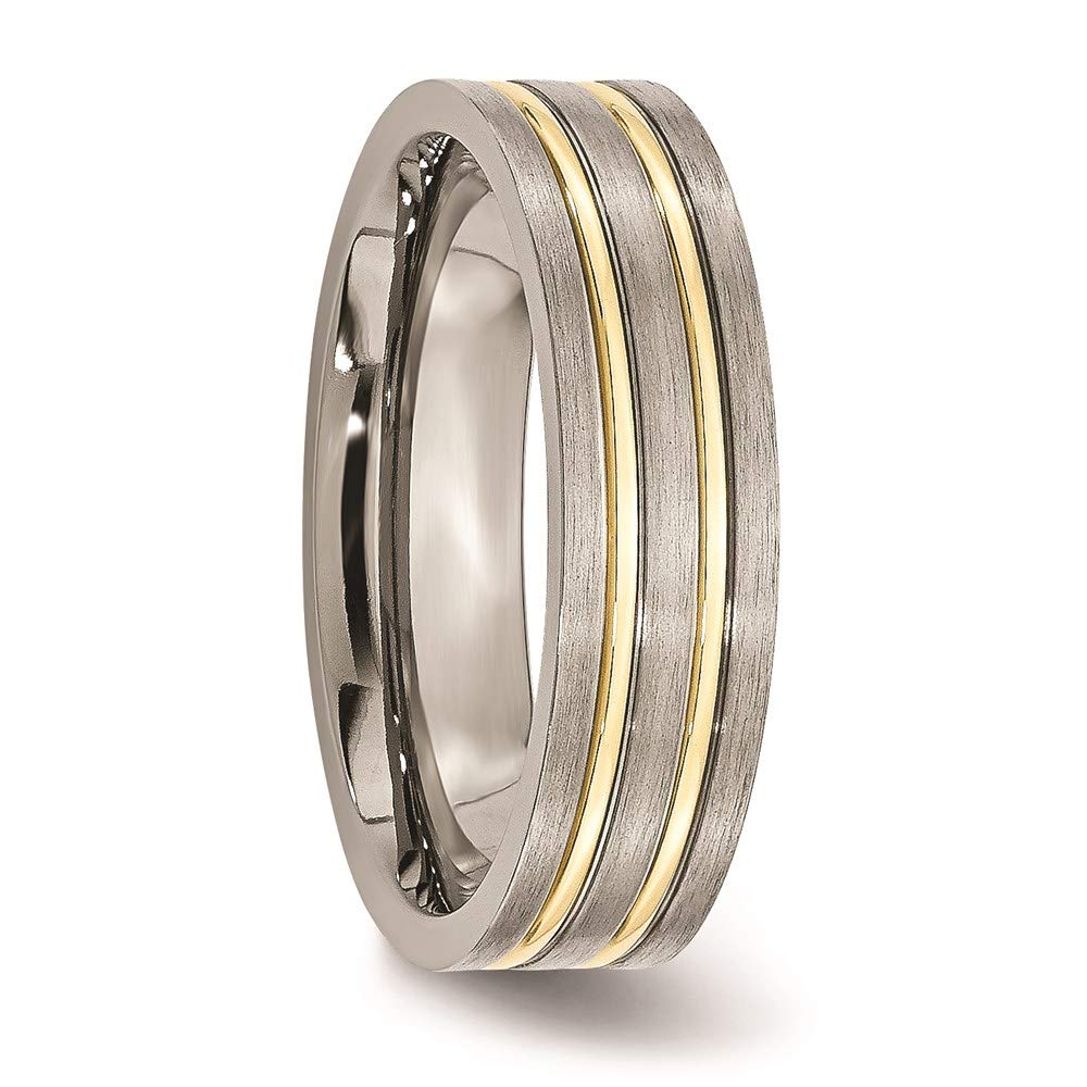 Titanium Brushed Yellow IP-plated 6mm Grooved Band Size - 12.5
