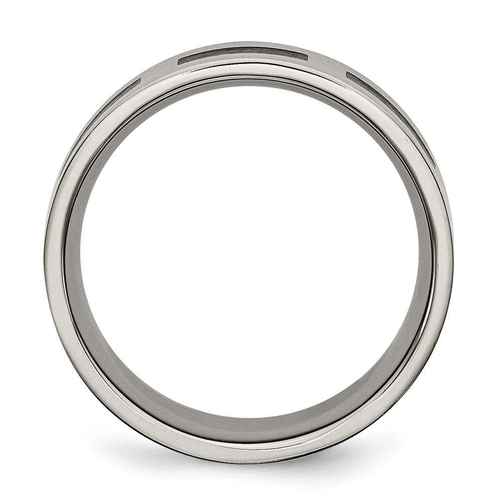 Titanium Brushed with Black Rubber 8mm Flat Band Size - 9