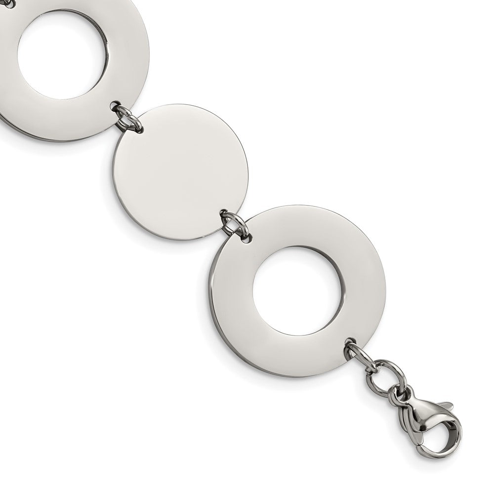 Stainless Steel Polished Circles 7.5in Bracelet 7.25 inches