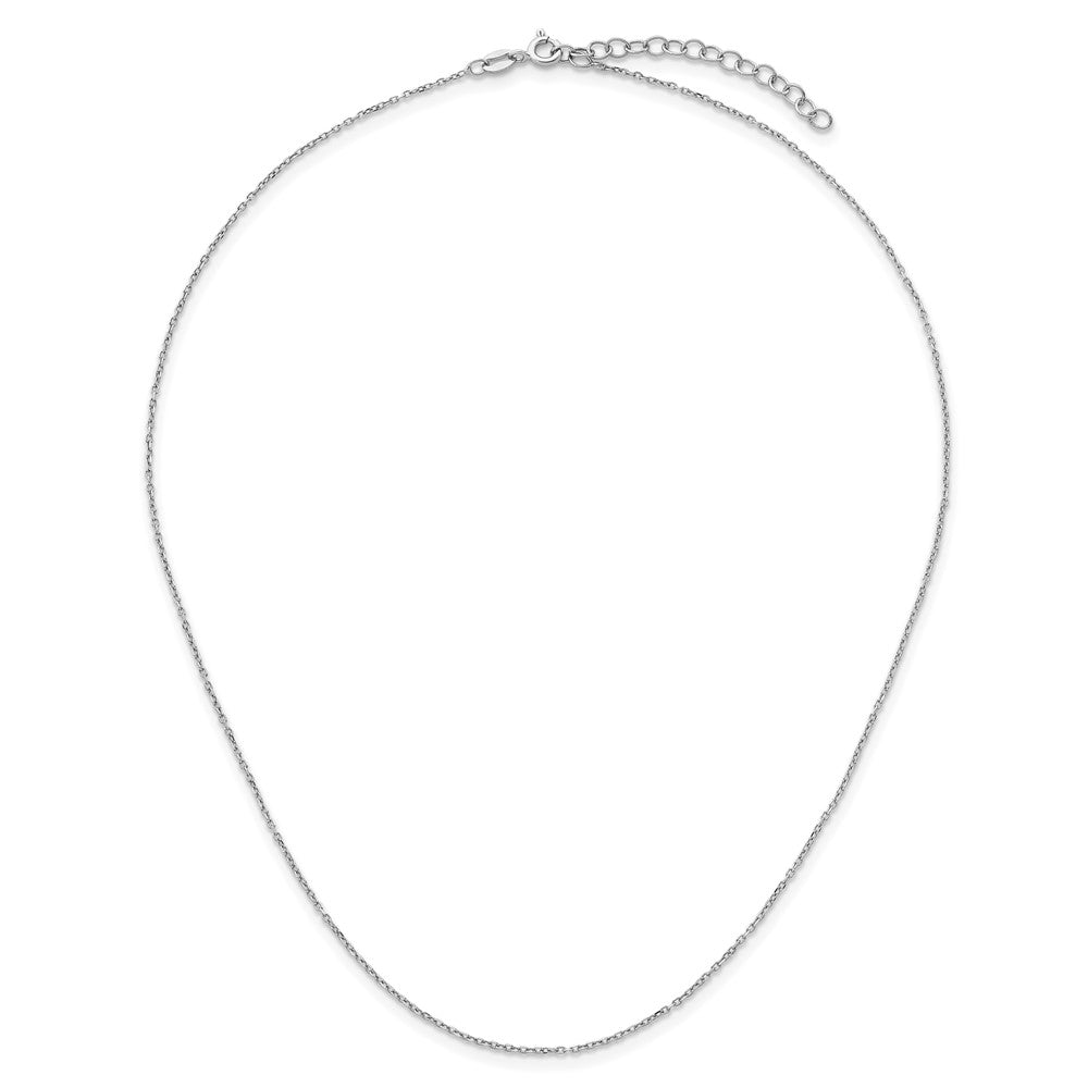 Sterling Silver Platinum-plated Thin 16 inch with a 2 inch extention Cable Chain