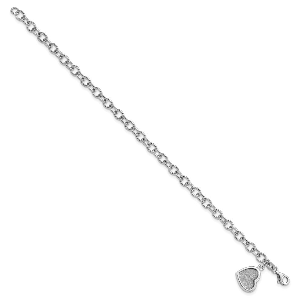 Sterling Silver Rhodium-plated Glitter Enamel Heart Bracelet 7.5 inches