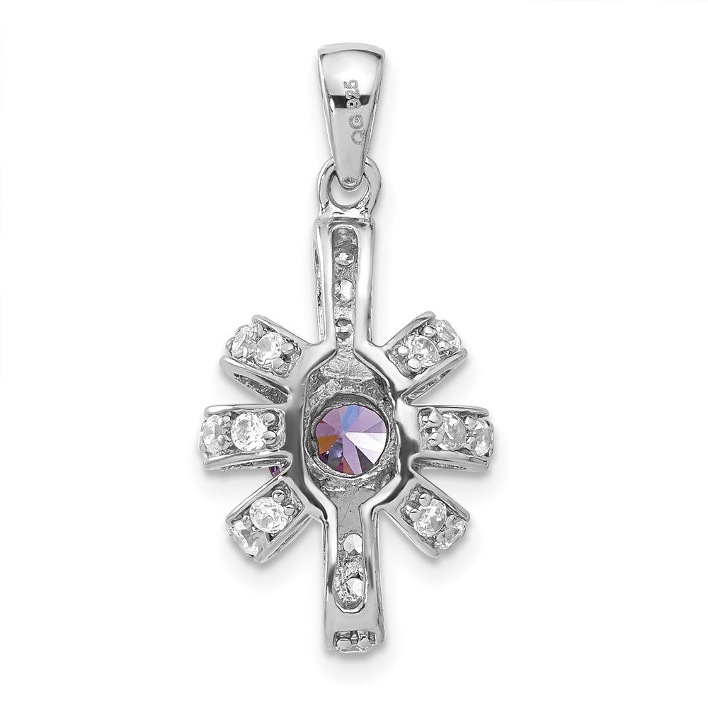 Sterling Silver Purple & Clear CZ Pendant