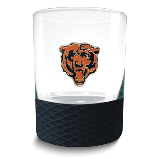 NFL Chicago Bears Commissioner 14 oz. Rocks Glass with Silicone Base