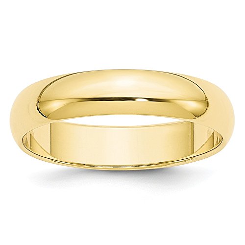 10k Yellow Gold 5mm Half Round Wedding Band Size 12.5