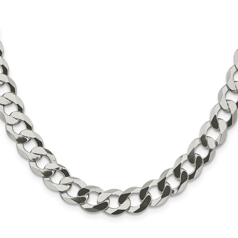 Sterling Silver 9.75mm Flat Curb Chain 18 Inches