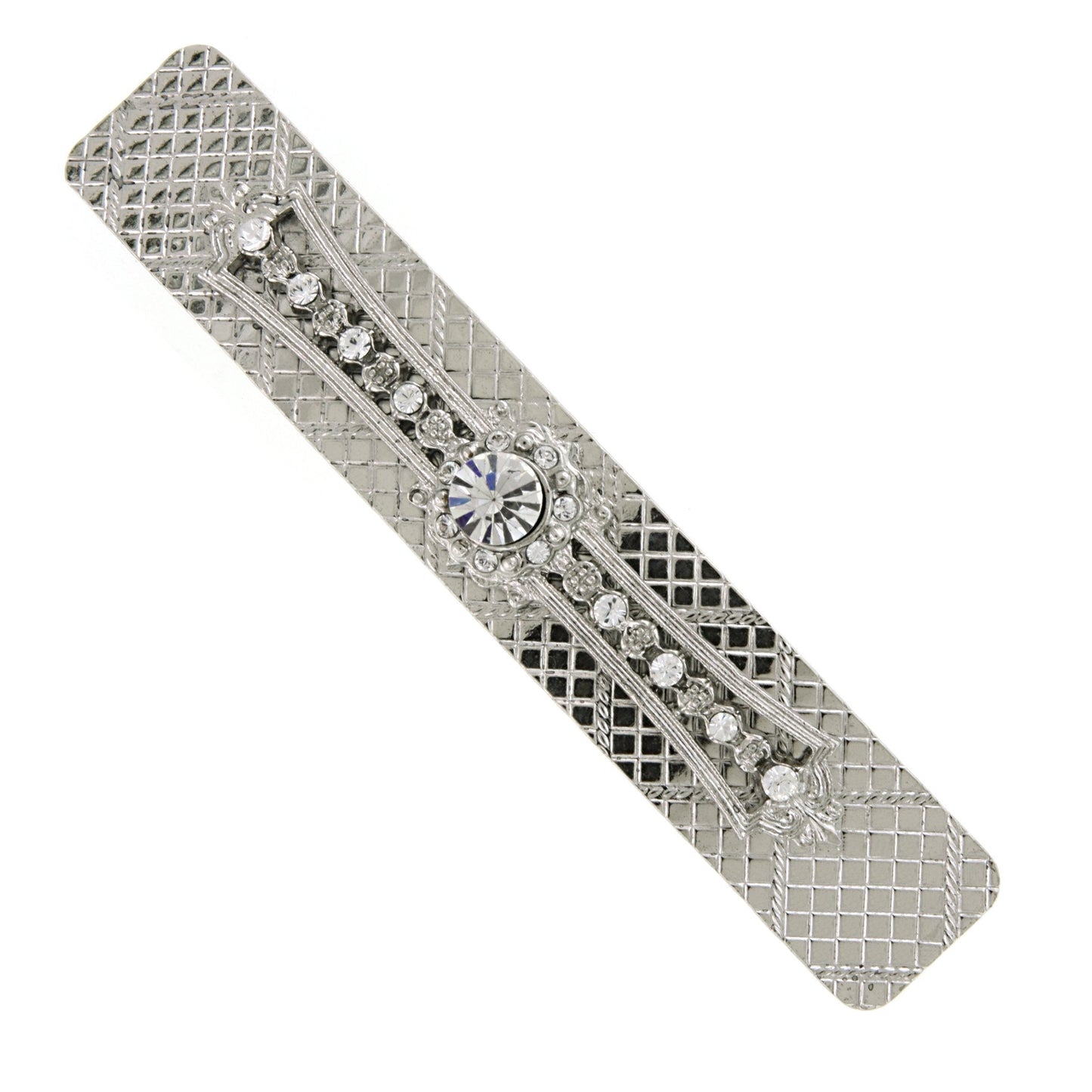 1928 Jewelry Diamond Shape Multi Crystal Bar Hair Barrette, (1 Pcs)