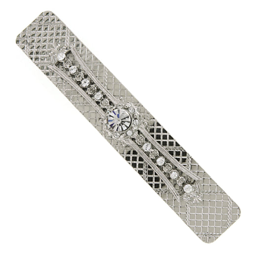 1928 Jewelry Diamond Shape Multi Crystal Bar Hair Barrette, (1 Pcs)