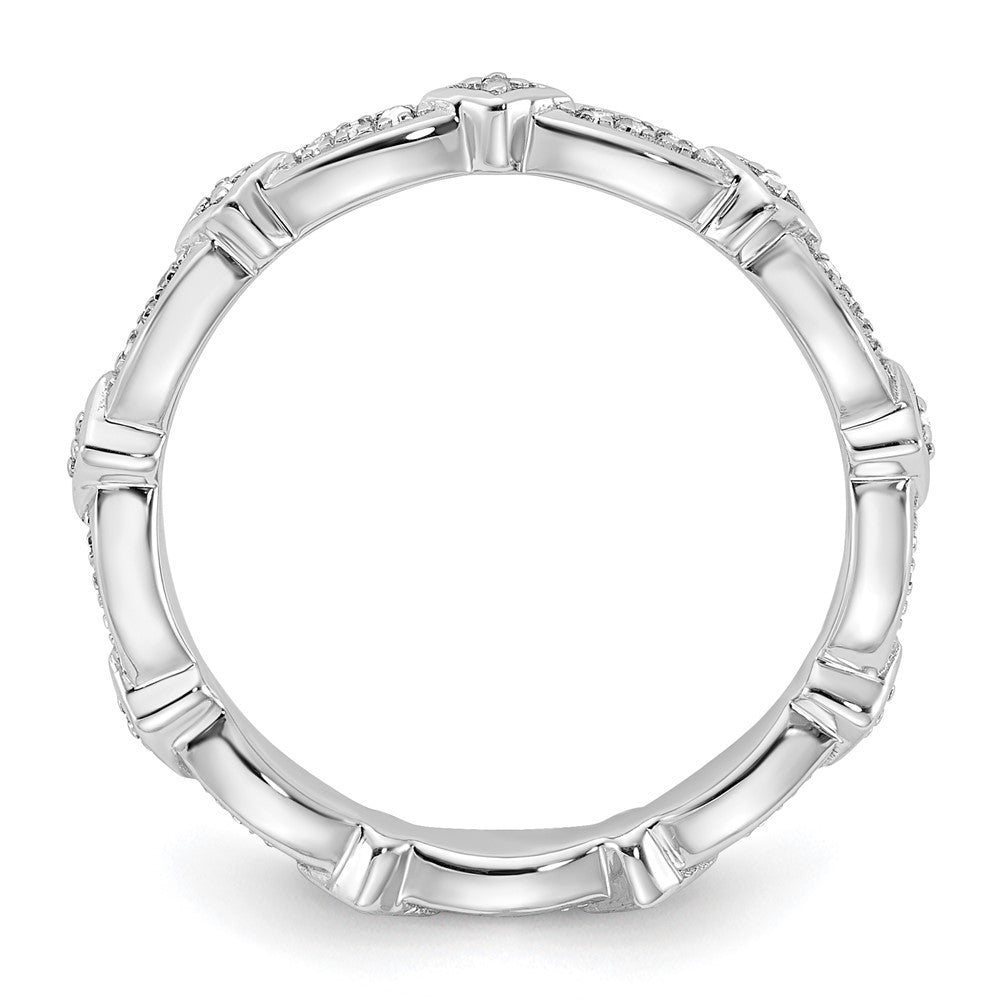 Sterling Silver Rhodium Plated Diamond Stackable Ring