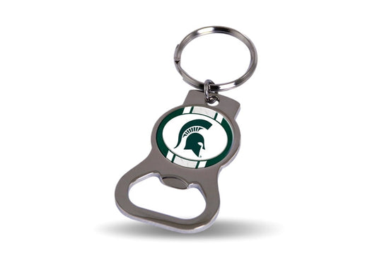 NCAA Michigan State Silver-tone Bottle Opener Key Ring by Rico Industries QGC6404
