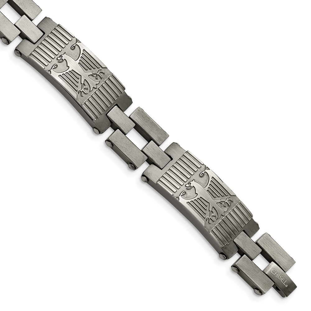 Stainless Steel Antiqued Brushed and Polished 8.5in Bracelet 8.5 inches