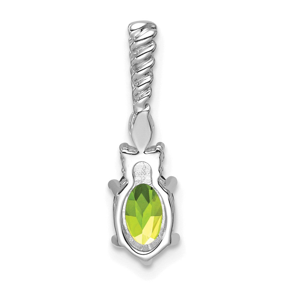 14K White Gold Polished Diamond and Peridot Twisted Chain Slide